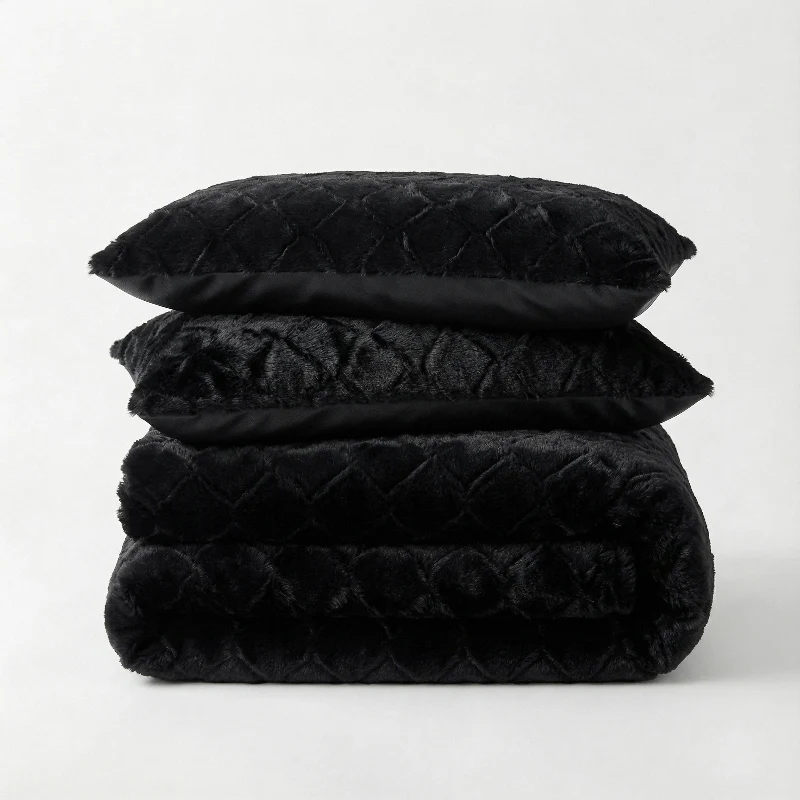 Dekbedovertrek Teddy Faux Fur Syon - Zwart