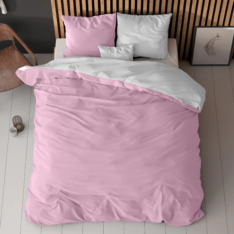 Dekbedovertrek Twin Face - Roze/Wit