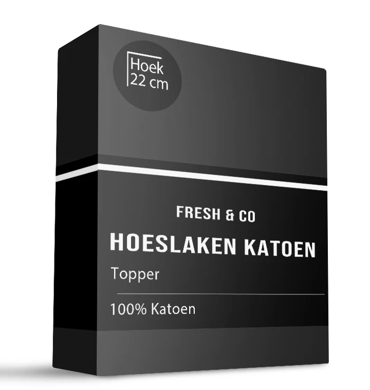 Topper Hoeslaken - Katoen - Zwart
