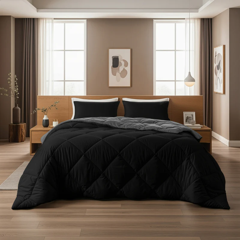 Lazy Dekbed Zonder Overtrek - Zwart/Antraciet - Image 9