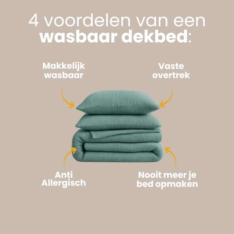 Lazy Dekbed Zonder Overtrek - Katoen Mousseline - Groen - Image 5