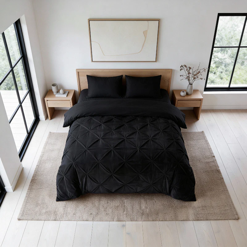 Lazy Dekbed Zonder Overtrek - Velvet Pintuck - Zwart - Image 5